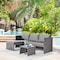 Manhattan Comfort Menton Steel Rattan 2-Piece Chair Lounge and 2 Seater with Coffee Table Patio Set in Grey OD-CV009-GY - alternate 10